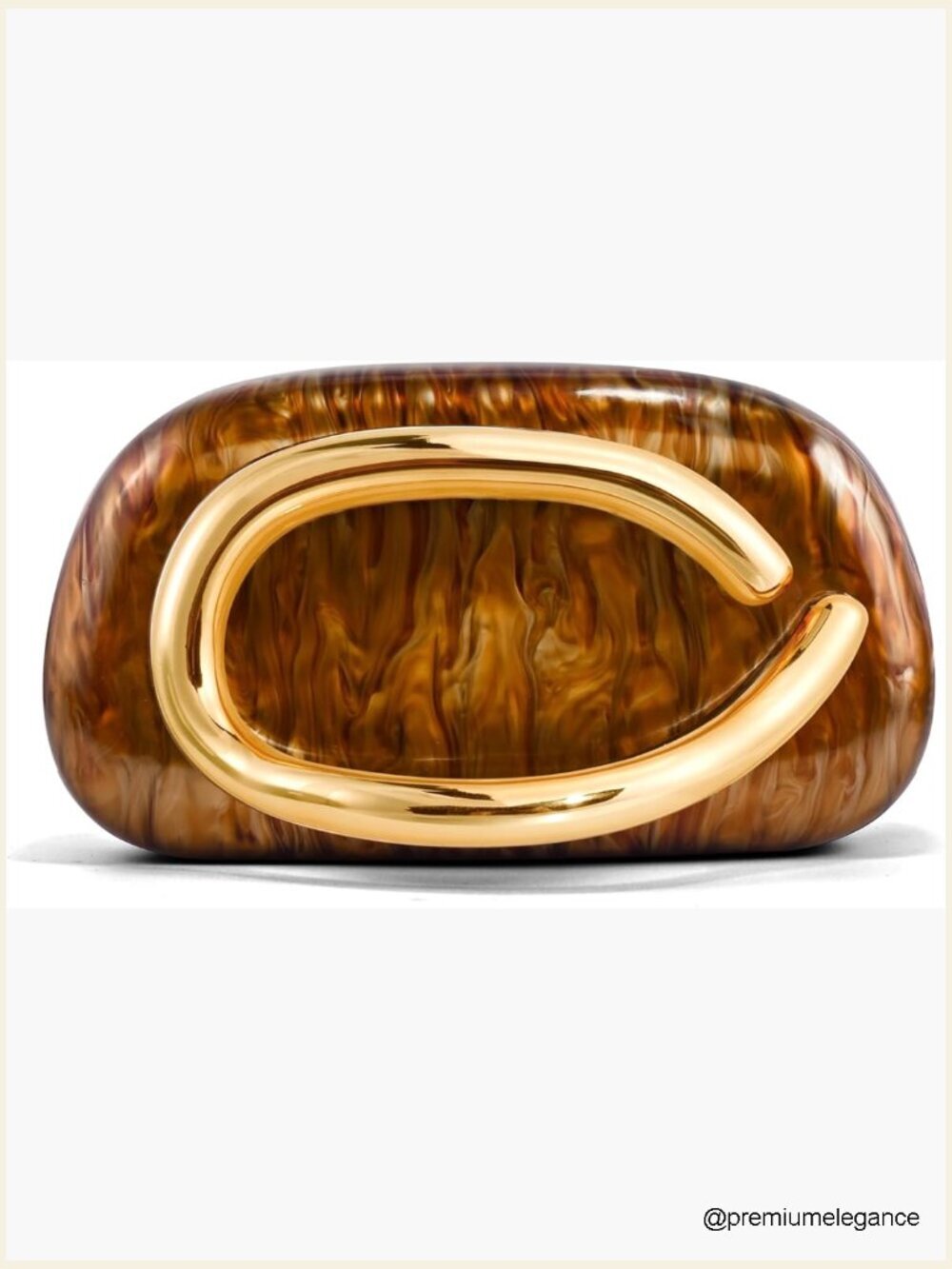 Formal Evening Clutch with Chain, PU Leather/Marble Acrylic, Metal Handle